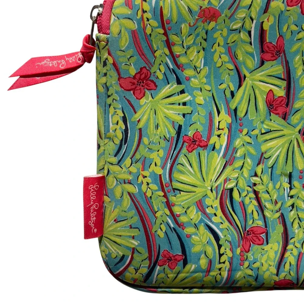 Lilly Pulitzer‎ Tablet Case Padded Zip Floral Pink Green Print Tech Sleeve 11 In